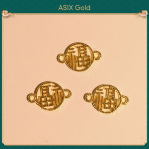 ASIX GOLD Wealth Coiling Snake Gold Plated DIY Charm Fu Character Hollow Zodiac Bead Bracelet Necklace Lucky Fade Proof Jewelry Gift for Festival