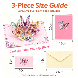 Purple Hydrangea Butterfly Pop-Up Card Romantic Gift for Occasions 3D Expanded Paper Art Premium Craftsmanship