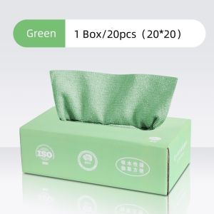 20pcs/box Removable Dishcloth Reusable Absorbent Microfiber Kitchen Dishcloth Scouring Pad Lazy Rag