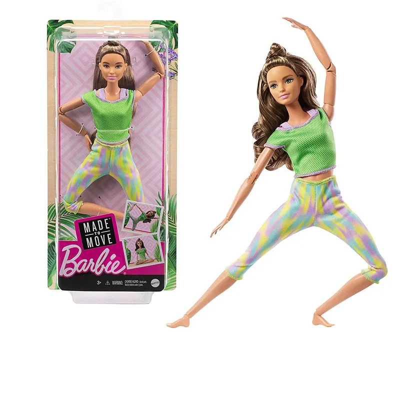 Authentic Authorization】Barbie Yoga Doll Original Barbie Sports Dolls Toys  Joints Made To Move Girls Juguetes Interactive Kids Brinquedos Gifts 30CM