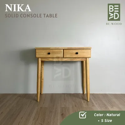 NIKA Solid Wood Console Table 2 Drawer Console Meja Study Desk Meja Belajar 2 Laci (BE WOOD)