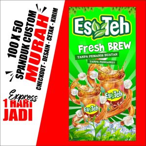Banner ES TEH Spanduk Es Teh ukuran 100x50cm COD. Banner ES TEH Spanduk Es Teh ukuran 100x50cm