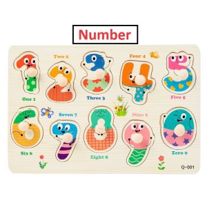 Wooden Educational Montessori Toys Hand Grip Jigsaw Puzzle Kids Baby Early Learning Knob Pegged Puzzle