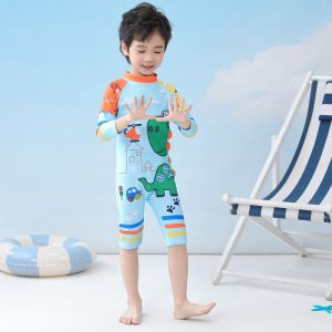 ĐỒ BƠI LIỀN THÂN CHO BÉ HÌNH KHỦNG LONG XANH DƯƠNG KÈM MŨ