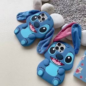 Applicable iPhone17Promax Plush Ears Stitch Phone Case 11 16 Cartoon Silicone 15 Three-Dimensional
