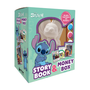 Disney Stitch Money Box For Kids Gift Set With Paints Paintbrush & Story Book