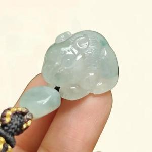 High Quality Light Green Hue with Green Patches Natural Type A Jadeite Jade crafted as Squirrel as Pendant certificate weighs 11.1 grams measurement 22.7 * 22.8 * 14 mm (pendant298)