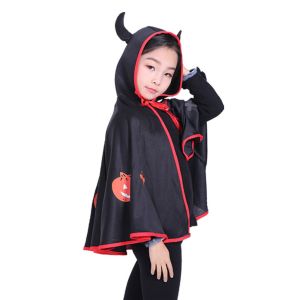 XUECHUANGYING Child Cartoon Halloween Party Cloak Children Day Hooded Cloak Cosplay Costume Cosplay Props Devil Horn Cloak