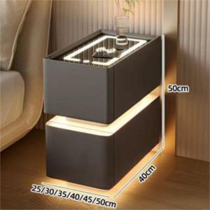 MC-home Rotatable Half Moon Bedside Table French Cream Style Solid Wood Storage Cabinet for Bedroom