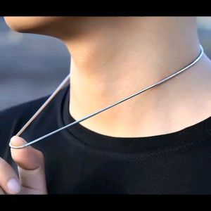 Necklace Silver Titanium Kalung Belut Halus Titanium / Kalung Perhiasan Pria Belut Halus / Kalung Belut Bulat Tipis Kecil / Kalung Cowok Pria Titanium Asli Keren / Kalung Pengganti Emas Murni / Kalung Panjang Gold 45 50 60 cm - Starlaa.id