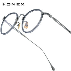 FONEX Acetate Titan Gọng kính phụ nữ thiết kế thương hiệu Tròn Kiểu retro cổ điển Kính mắt nam Full-rim Nhật Bản chất lượng cao siêu nhẹ kính tùy chỉnh kính mắt cho mắt E046