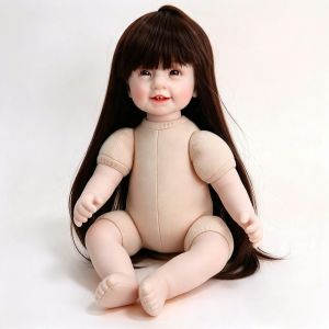 Búp Bê Tái Sinh Mắt Tít 4 Răng Tóc Dài NPK 55 cm 22 inch Vynil Reborn Baby Doll PVN7706
