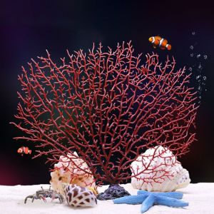 OUTOPEN Tree Shape Resin Fake Undersea Water Plants Artificial Coral Aquarium Decoration Decor Plants Sea Iron Tree