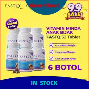 in stock FASTQ Supplement Minda Anak Bijak (32 tablet x 6 botol) Perisa Coklat Sedap Original HQ