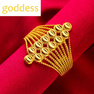 916 original gold 24k Saudi Gold Pawn Flower Ring with Adjustable Opening Size