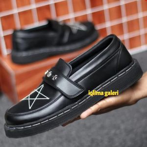 sepatu loafer slipon pria loafers docmart emblem salib hitam pria sepatu slip on lover