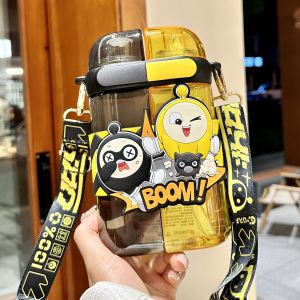 Eggboy Party plastic cup for girls cute dual-drink water cup square shape popular online summer portable flat water bottle