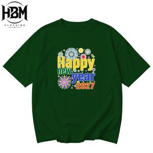 Fireworks 2027 Happy New Year Family Shirt Luminous Blue Color of the Year Matching T-Shirt Cotton
