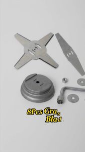 8Pcs Grass Trimmer Replacement Blade Kit 5mm Hole Cutting Blades With Mounting Base And Wrench