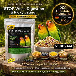 Bird Food | Premium Parrot Food 900g – 30+ Nutrient Blend | Probiotic +S2 | Small & Medium Parrots