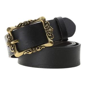 Rock Style Woman Waist Belt with Relief Pattern Buckle Fashion Adjustable Waist Belt for Woman Men Jeans Skirts Pant