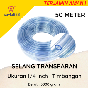 Selang Aerator Aquarium / Selang Waterpass 1/4 inch 50 Meter - Transparan / Lentur & Elastis