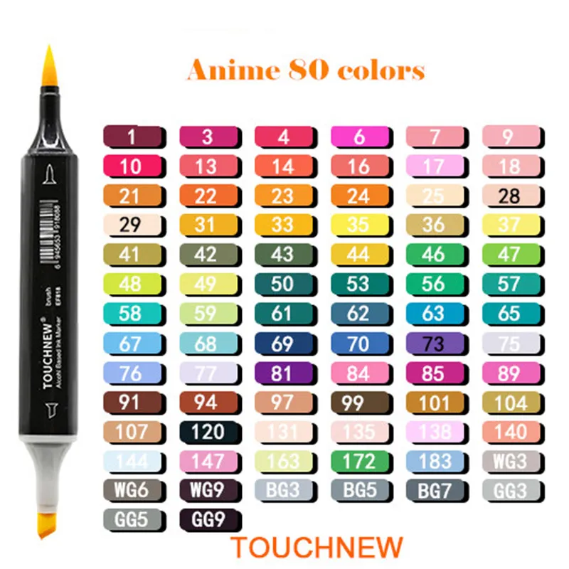 AICRANE Touchnew Soft brush tip Marker set Skin Colors Manga Drawing brush  Pen Alcohol Based Sketch Art Supplies.