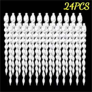 60/12x Crystal Clear Icicle Pendants Transparent Christmas Tree Hanging Ornaments Holiday Winter Party Home Decoration Wholesale