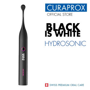 Curaprox Black is White Hydrosonic | Sonic Whitening Toothbrush | Activated Carbon | Up to 84000 Movements/Min