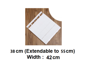 38cm (can extend up to 55cm) width :42cm Extendable Wardrobe Shelf Adjustable Closet Organizer Rack