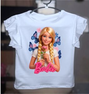 Ruffled Sleeves Barbie Print Blouse (2-4 Yrs Old)