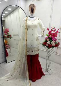 [PRE-ORDER] Ready Made Pure Fendy Silk With Heavy Embroidery Sequence Work Suit (10-15days delivery)