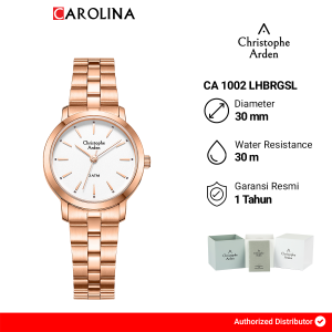 Jam Tangan Wanita Christophe Arden CA 1002 LHBRGSL White Dial Rose Gold Stainless Steel Strap