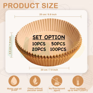 100pcs Air Fryer Parchment Paper Liners Non-Stick Steamer Round Disposable Baking Papers Kitchen Accessories Oilproof