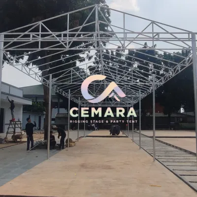 Jual rangka tenda galvanis ukuran 4m x 16m