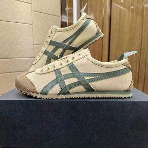 Original Tiger Shoes Classic Beige/green Mens and Womens Canvas Non-slip Lazy Shoes Comfortable Breathable Casual Sports Shoes