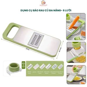Dụng cụ bào nạo rau củ đa năng 6 lưỡi BPA Fre Lưỡi dao inox sắc bén bào sợi thái lát Nhựa thực phẩm PP