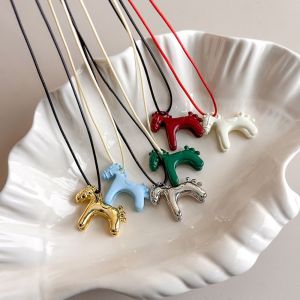 BAIXL Horse Pendant Horse Pendant Necklace Necklace Enamel Drip Glaze Colorful Horse Pendant Lucky Charm  Necklace Wedding Jewelry