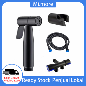 Mi.more Set Jet Shower Stainles Hitam/Perak Dan Stop Kran Cabang 2 on/Off - 1/2 Inch BISA COD Jet Washer Toilet Semprotan Kepala Bidet Set