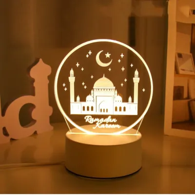 Lampu Hias Meja Akrilik 3D Kaligrafi Ramadan Kareem 3in1 Color Arabic Lampu Dekorasi Tidur Kado Akrilik