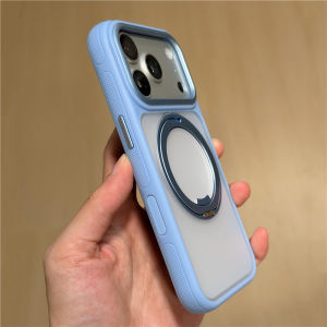 Rotating Holder Anti-Slip Border Armor Case for iPhone 17Promax 18Pro 17Pro Touch Camera Button For Magsafe Hard Cover