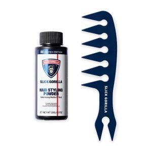 Slick Gorilla Limited Edition Football Hair Powder & Comb Gift Set 0.70 oz Matte finish with root lift grip and flexible control for quiffs side parts slicked-back looks and natural texture