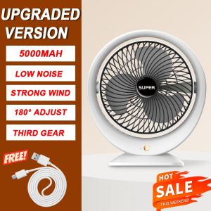 Portable Mini Fan with USB Rechargeable 3600mAh Battery and Quiet Cooling Available in Gold Rose Gold Silvery and Black