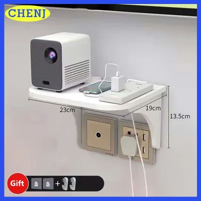 CHENJ Wall Mount Router Kệ punch-miễn phí TV Set-Top Box nổi treo giá Home Power Strip Wifi Router lưu trữ chủ gỗ