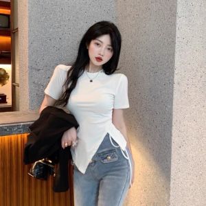 [Hoàn tiền 20%] Áo Kiểu Vạt Chéo Rút Dây Cực Xinh RE8 / Áo Thun Nữ Tay Ngắn Cổ Tròn Xẻ Tà Chéo Dây Rút Xinh