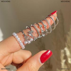 [COD] WEICHENG 1Set Korean Style Butterfly Rings Set For Women Shine Gothic Vintage Rhinestone Simple Fashion Finger Jewelry Gift