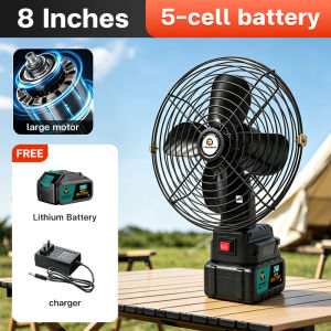 Jumbo Cordless Electric Fan 8 inch Portable Fan Rechargeable Fan Outdoor Desktop Cooling Fans with Power Tool Battery