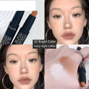 2pcs Double-Headed Contour Stick: Nose Shadow Highlight & Concealer for V-Face 3D Makeup