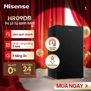 Tủ lạnh mini 94 Lít Hisense HR09DB làm lạnh siêu nhanh tiết kiệm điện vận hành êm ái ít tiếng ồn bảo hành 24 tháng