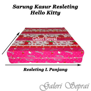 Sarung Kasur Hello Kitty Pink Motif Pola Pita Single Size dengan Resleting